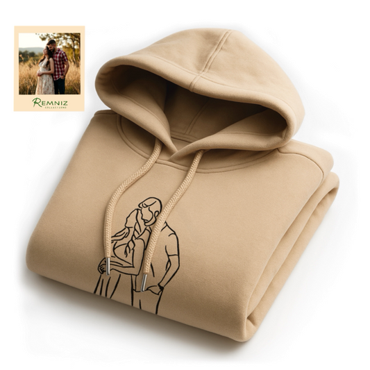 Personalised Hand-drawn Outline Embroidered Hoodies