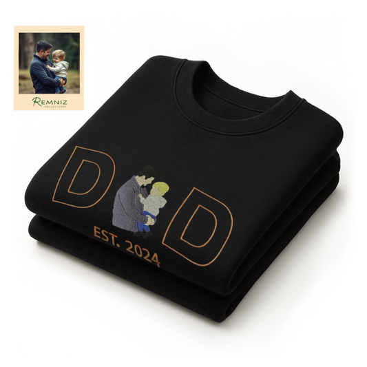 Personalised Sweatshirt "DAD" Photo Outline Embroidered Sweatshirt
