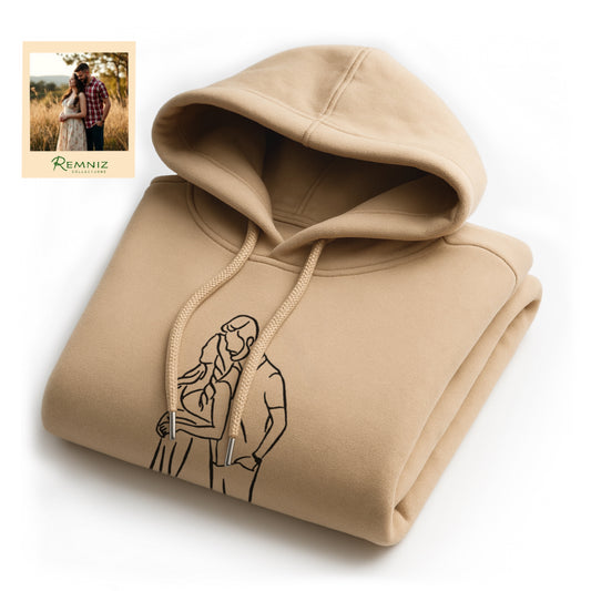 Personalised Hand-drawn Outline Embroidered Hoodies