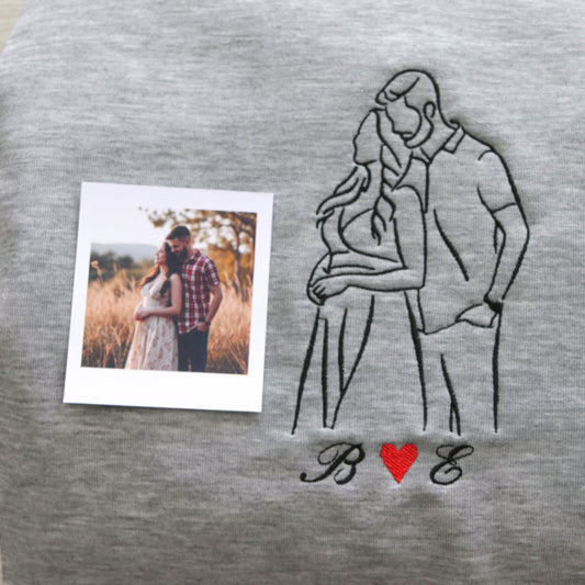 Personalised Hand-drawn Outline Embroidered Sweatshirt