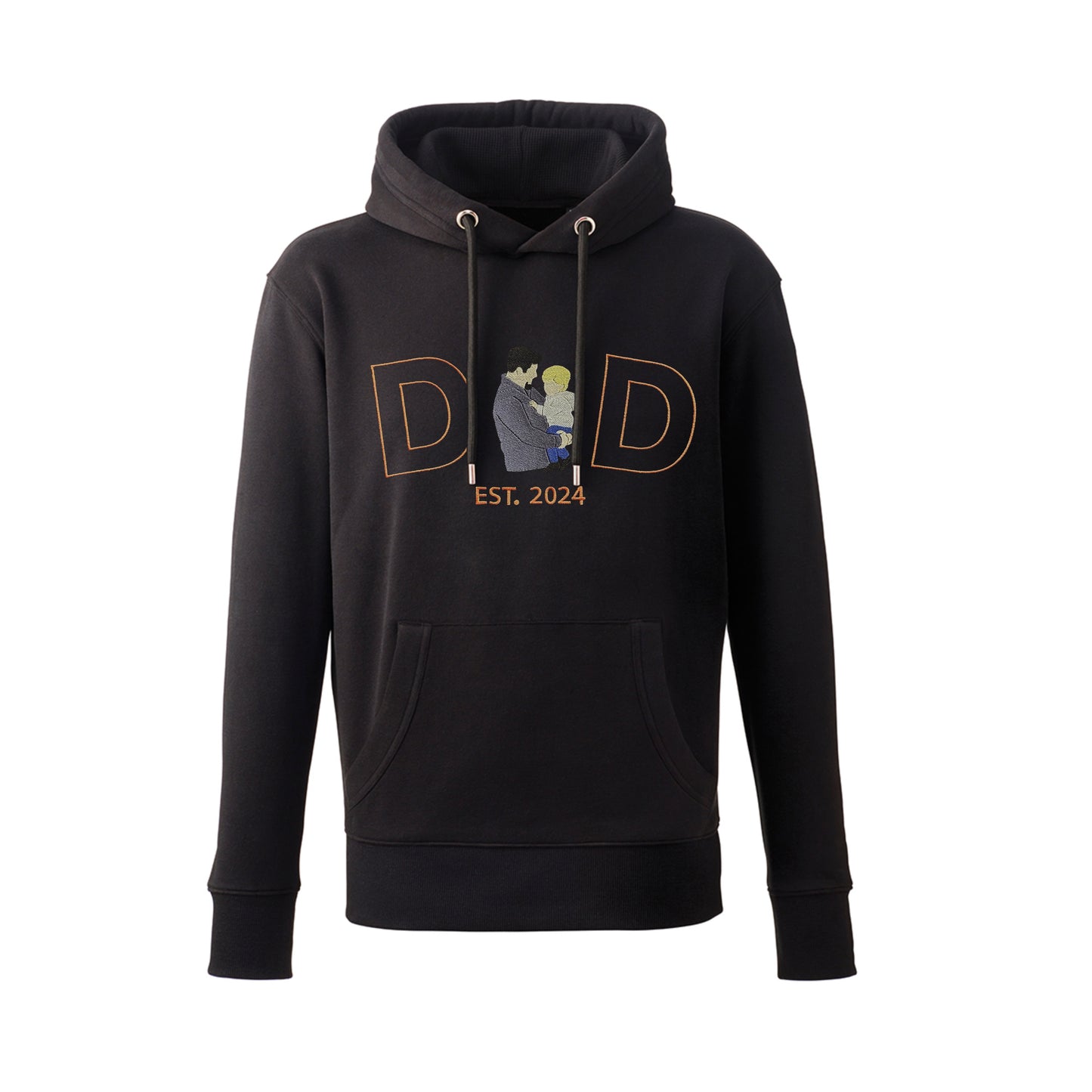 Personalised Hoodie "DAD" Photo Outline Embroidered Hoodies