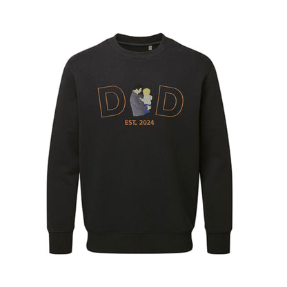 Personalised Sweatshirt "DAD" Photo Outline Embroidered Sweatshirt