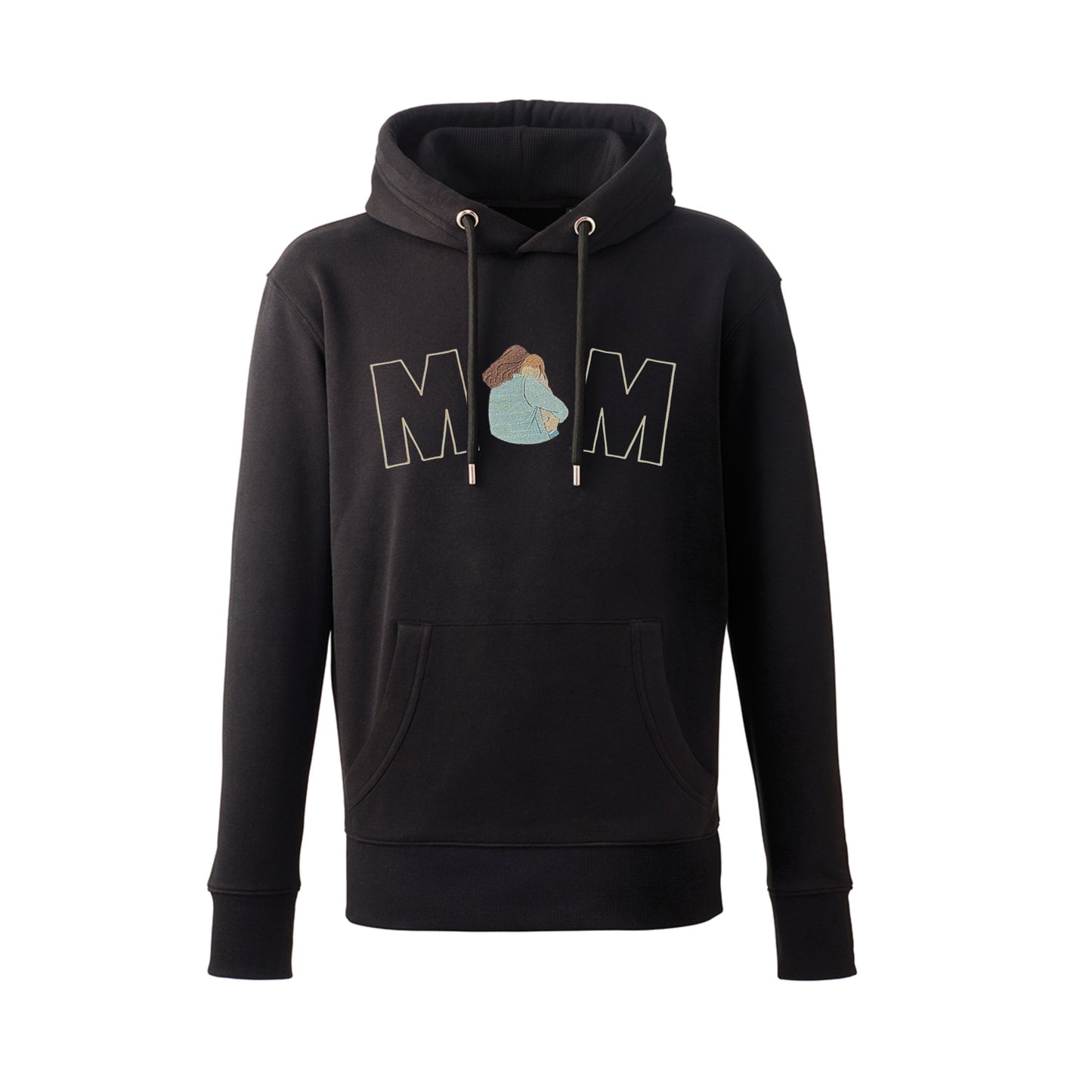 Personalised Hoodie "MOM" Photo Outline Embroidered Hoodies