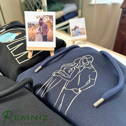 Personalised Hand-drawn Outline Embroidered Hoodies